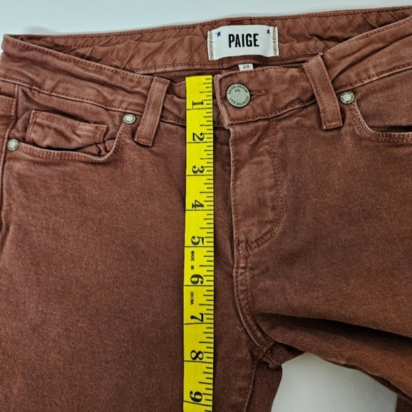 Paige Skyline Low Rise Skinny Jeans in Distressed Rust Size 28 - Picture 10 of 13